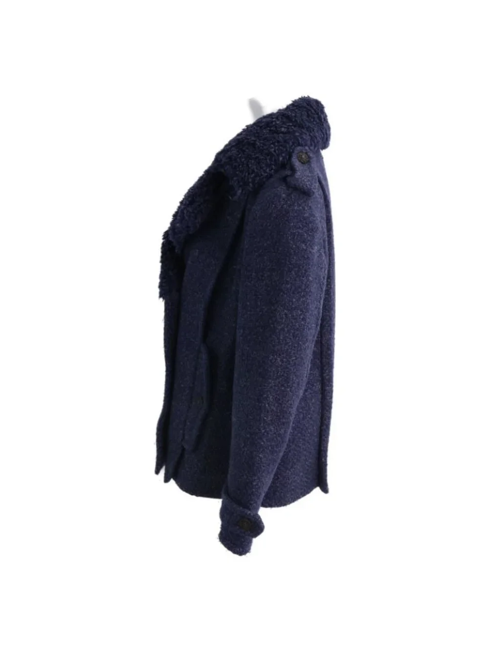 Chanel CC Logo Button Fleece Color Tweed Double Jacket 38